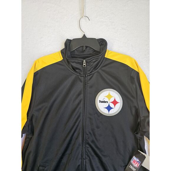 NFL Team Apparel‎ Pittsburgh Steelers Warm Up Jacket Mens Sz L Black Full Zip - Picture 3 of 16